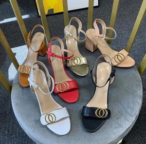 GGITYS deri orta topuk bayanlar sandalet terlik tasarımcısı moda bayanlar düz ayak bileği kauçuk taban taban katırları yaz plajı seksi düğün ayakkabıları 34-42