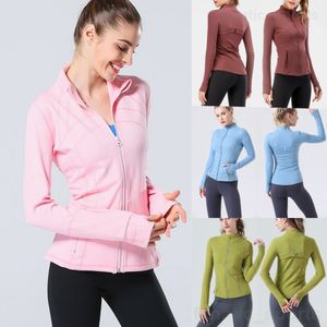 Justera LuLulu Definiera kvinnor Sportrock Yoga Tunna joggingjackor Kläder Hög midja Gym Aktivkläder Jacka Lång ärm Training Kläder Stand Collar