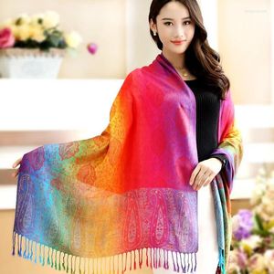 Scarves Paisley Pattern Pashmina Women Scarf Bohe Style Cashew Jacquard Ethnic Fringed Flowers Borders Warm Winter Silky Shawl