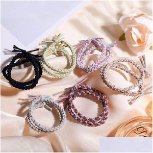 Hårgummiband Elastiska Pearl Charm Band för Women Girl In Style Rope Hög Elasticitet med förvaringslåda Drop Leverans smycken Hairj Dhztq