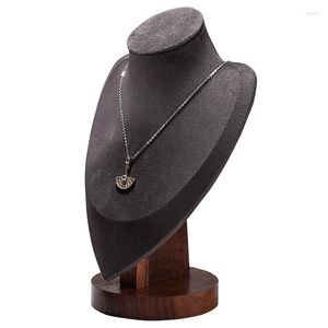 Jewelry Pouches Walnut Portrait Neck Display Stand Necklace Model Storage Rack Pendant Hanger Box