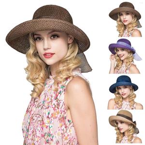 Wide Brim Hats Women's Bowknot Beach Sun Hat Foldable Fisherman Summer Sunshade Mens Garden