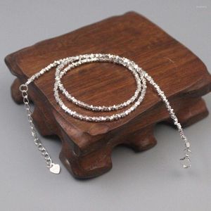 Chains Real 925 Sterling Silver Necklace Unique Beads 14.57" 1.57" Extender