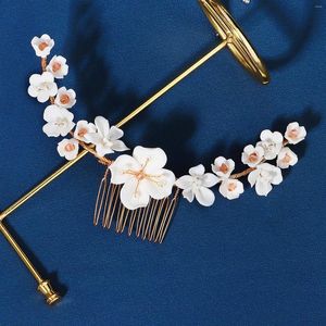 Grampos de cabelo casamento noiva pente tiara para mulheres branco floral hairpin moda meninas headpiece fada noiva jóias atacado