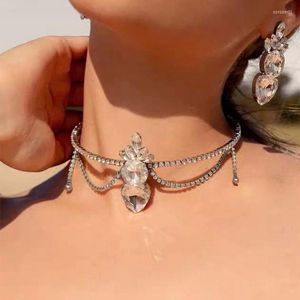 Naszyjniki wisiorek Stonefans moda duży kryształowy naszyjnik choker dla kobiet stwierdzenie rhinestone heart kołnierza prezent biżuterii