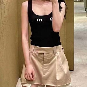 womens MIUI clothing designer vest sexy slim camisole fashion letter embroidery sleeveless T-shirt knitted ice silk breathable sports tank top