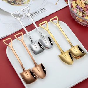 Stainless Steel Coffee Tea Scoops Creative Retro Shovel Scoop for Dinner Ice Cream Dessert Watermelon Kitchen Tableware Bar Tool JN10