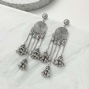 Orecchini pendenti Catena Campana Orecchino lungo appeso Motivo floreale rotondo Per donne / ragazze Gioielli Boho Bohemia 2023 Aretes De Mujer