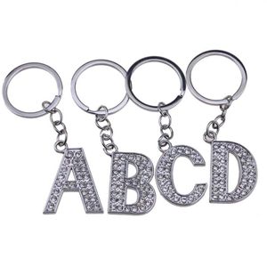 26pcs Lot A-Z 3 2 Alphabet alphabet left keyring full Rhinestone Key Chain accessories 293c