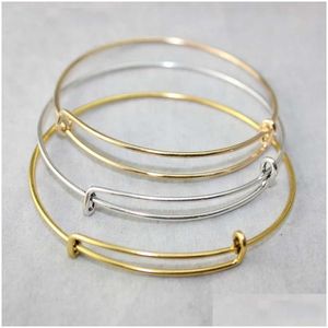 Bangle New Fashion Expandable Wire Bracelets Diy Jewelry Pick Size Cable Adjustable Charm Bracelet Accessories Wholesale Drop Deliver Dhdc6