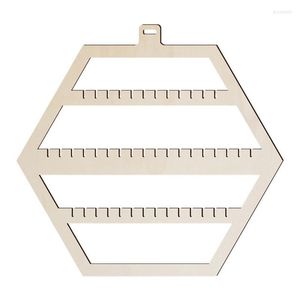 Ganci Organizzatore di collane in legno Esagono rustico Portagioie Scaffale a parete Scaffale per ragazze Donne