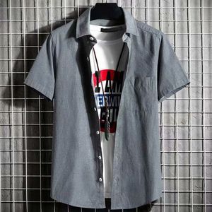 Camicie casual camicia da uomo a maniche corte estate abbottonatura di business formale semplice lavoro maschio top nero blu grigio 286