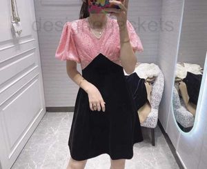 Basic & Casual Dresses Designer high-end women's fashion yuan style lace studded embroidered bead patchwork dress P9VY