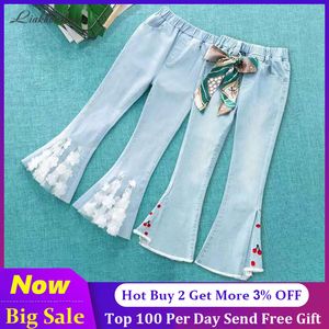 Jeans Spring Autumn Denim Pants For Girls Ruffles Trousers Children Casual Style Children'S Clothing 2 14 Y 230609