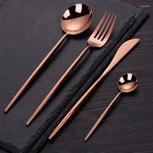 Dinnerware Sets Home Tableware Stainless Steel Cutlery Complete Rose Gold Fork Spoon Knife Set Dinner Flatware