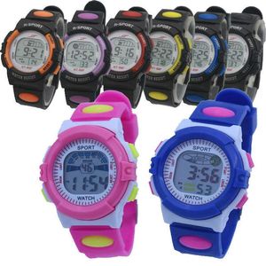 Kleines Zifferblatt 30 mm Kinder Kinder Jungen Mädchen Sport LED Digitaluhr Mode bunt Studenten Multifunktionsalarm Datum Geschenk watch225d