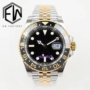 EWF Mens Watch Mechanical 3285 Движение 904L Стальная полоса, покрытая толстой золотой керамическое оборудование.