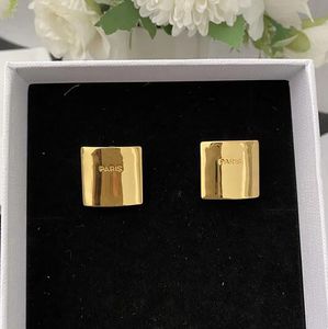 Designer Brand Square Gold Big Ear Stud Fashion Earrings for Women High Quality Vintage Luxury Jewelry Trend Party Runway