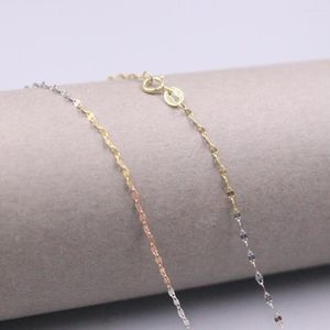 Kedjor AU750 REAL 18K Multi-Tone Gold Chain Neckce för kvinnor Kvinna 1,2 mm läppformad länk Choker 45cm 18-tums längd