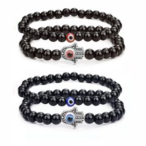 Beaded 2Pcs Evil Blue Eye Bracelet For Women Mens Strands Couple Jewelry Hand Charm Bracelets Psera Drop Delivery Dhdjq