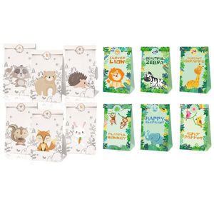 Packing Bags Paper Forest Animal Party Bag Birthday Candy Gift Bag22X12X8Cm Drop Delivery Otu2L