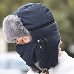 Bollmössor 2023 Vintermössa unisex snowboarding kall varm hatt utomhus förtjockning sammet mask öron vindproof