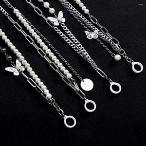 Pendant Necklaces Hip Hop Anti-lost Chain Lanyard Metal Butterfly Necklace Flexible Universal Halter Functional Style Silicone Hanging Ring