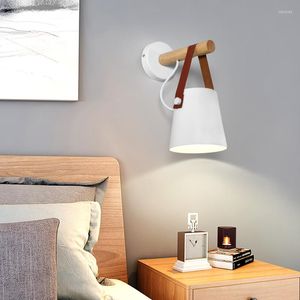 벽 램프 sconces LED 램프 E27 북유럽 나무 가벼운 흰색 검은 거실 장식 계단 실내 조명