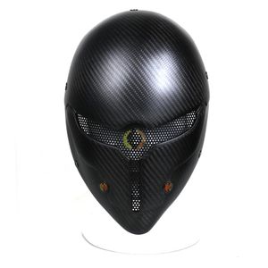Ny design sport utomhus kolfiber taktisk stridsgrå räv full ansiktsmask paintball skyddande mask huva för 224q