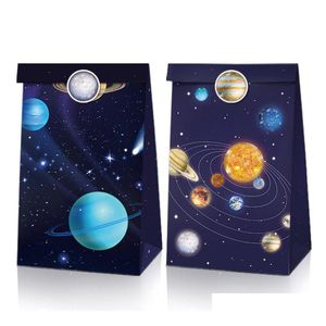 Sacos de embalagem Star Space Saco de festa Aniversário Doces Presente Saco de papel 22X12X8Cm Drop Delivery Ottbg