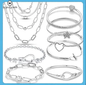 925 silver for pandora charms jewelry beads European Bead Pendant Diy Me Infinity Knot Chain Bracelet Femme Jewelry For Women Gift