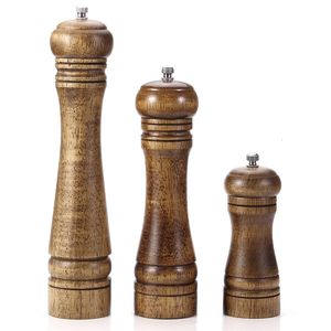 Herb Spice Tools Salt and Pepper Mill Wood Shakers with Strong Adjustable Ceramic Grinder spare Rotor kitchen accessories 230609