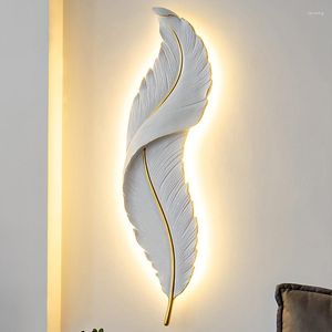 Wall Lamp Resin Led Feather Modern Living Room TV Sofa Background Entrance Hall Lamps Art Home Lighting Decoration