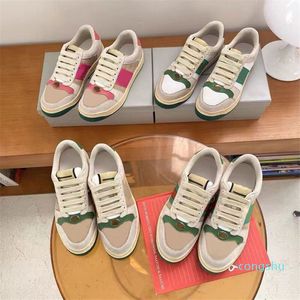 top quality Casual Shoes Fashion embroidered casual shoes men women classic sneakers dirty ace plaid splicing retro designer Red green mesh stitc