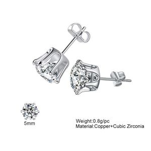 Stud M8Mm Crystal Earrings For Women Bohemian Round Crown Cz Zircon Ladies Girls Simated Diamond Jewelry Gift Drop Delivery Dhn6E