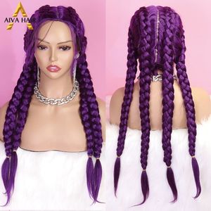 Pedaços de cabelo Aiva Roxo Preto Trança Sintética Azul Tranças Resistentes ao Calor Com Caixa de Bebê Trançado Para Mulheres 230609