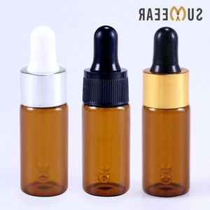 50Piece/Lot 10ml Bottiglie di olio essenziale di bottiglia contagocce di vetro ambrato portatile con contenitori cosmetici vuoti per gli occhi Vruhj