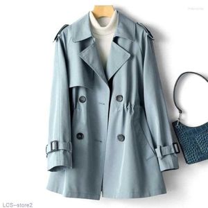 Damen Trenchcoats Schöner Windjacke-Mantel Frühling Herbst Slim Collect Taille Zweireihige Jacke mit Futter Damen Casual