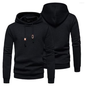 Men's Hoodies Winter Jackets For Men Long Sleeve Plaid Jacquard Pullover Solid Tracksuit Casual Hooded Sweatshirts Sudaderas Hombre