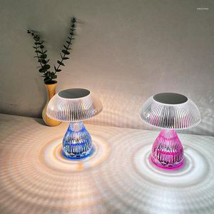 Luci notturne Lampada da tavolo a LED Luce Fungo Medusa Comodino Camera Decorazione scrivania Luce notturna ricaricabile Regali di Natale RGB