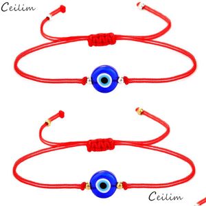 Chain Handmade Red String Evil Turkish Eye Bracelet For Women Men Adjustable Braided Rope Bracelets Friendship Jewelry Gift Drop Deli Dhlxv