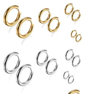Hoop Huggie Fashion 21Mm15Mm Earrings Stainless Steel Gold Sie Plated Jewelry Round Small For Women Drop Delivery Dhglq