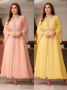 Roupas étnicas Eid Dubai Muslim Party Dress Women Abaya Gola Diamante Abayas Kaftan Robe Elegante Vestidos Turquia Vestido 2023