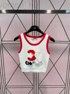 Women's T-Shirt designer C Family 23 Spring/Summer New Towel Embroidery Color Matching Knitted Tank Top 3D Letter Display Advanced KR2O