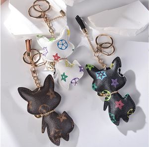 Fox Keychains Key Rings Holder for Women, Cute Brown Flower PU Leather Car Keyrings, Fashion Design Bag Chains Jewelry Accessories, Animal Pendants Charms Party Gift