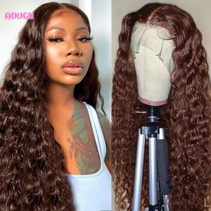 Hair pieces 30 Inch Chocolate Brown Straight Lace Front For Women Colored Human Brazilian Dark Deep Wave Frontal 230609