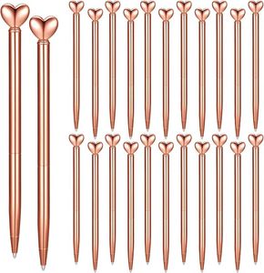 50 Stück herzförmige Metallstifte mit schwarzer und blauer Tinte, einziehbar, dekorativ, für Valentinstag, Geschenke, Büro, Schule, Hochzeit, individuelles Logo, Name