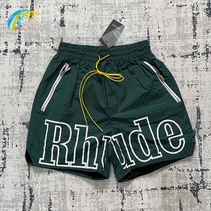 Shorts Summer Quality Men's High Beach Rhude Men Woman Casual Inside Mesh Breeches Black White Coconut Oil Painting with Tags 696