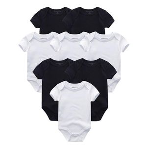 3 5 6 8PCS Cotone solido Unisex nato Neonata Vestiti Tute Manica corta Neonato Vestiti Tuta Stampa Ropa Bebe 211023284Q