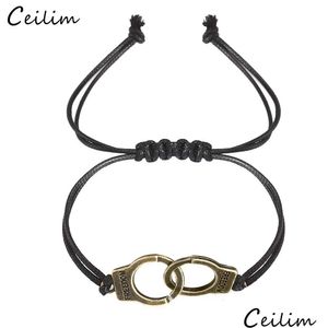 Chain Special Lettering Dom Woman Handcuffs Bracelet Handmade Black Braided Couple Lover Valentines Day Gift Jewelry Wholesale Drop Dhc07